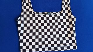 Top SHEIN Cuadros Blanco y Negro Talla S
