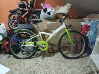 Bicicleta infantil blanca y verde