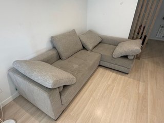 Sofá modular chaise longue tela beige/gris