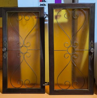 2 Puertas de Armario Vintage Madera y Cristal