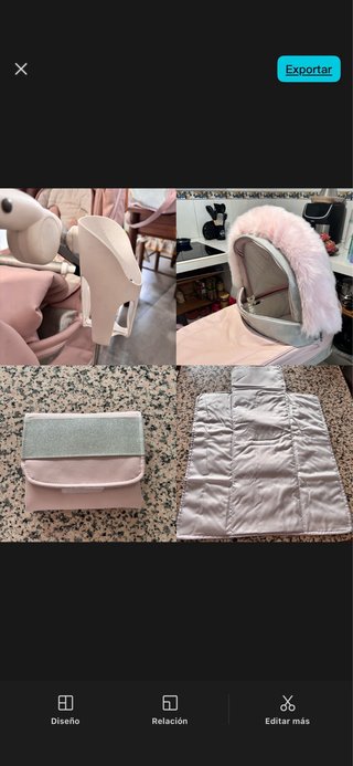Carrito de bebé rosa y plateado