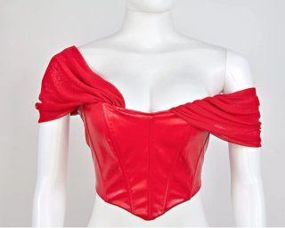Top Corsé Rojo Hombros Descubiertos, talla M/L