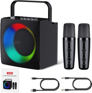 HIUYRFS Máquina de Karaoke con 2 Micrófonos Inalám