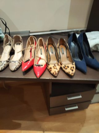 Lote Zapatos Tacon Azul Marino y Estampados