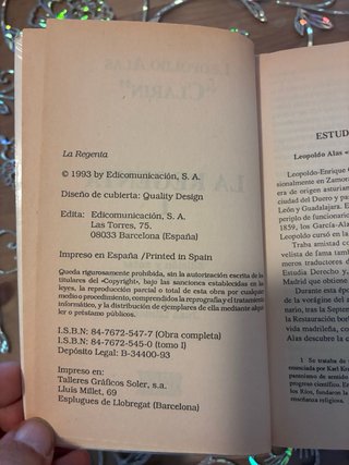 La Regenta (Clarín) 2 tomos