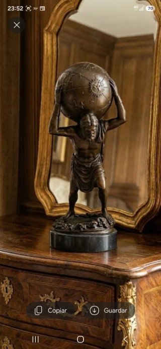 Figura de Bronce Atlas con Mundo