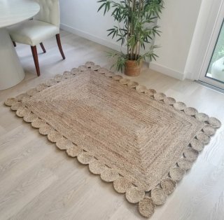 Tappeto Rettangolare in Giuta Naturale Stile Nordico
