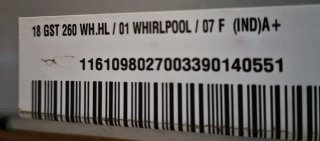 Frigorifero Whirlpool 250 LT 18 Gst 260