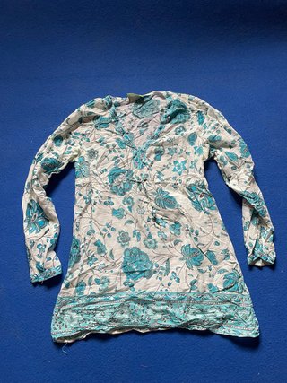 Blusa larga ibicenca manga larga estampada