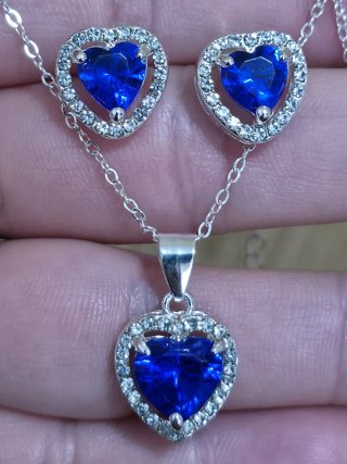 Conjunto de corazón en Plata 926