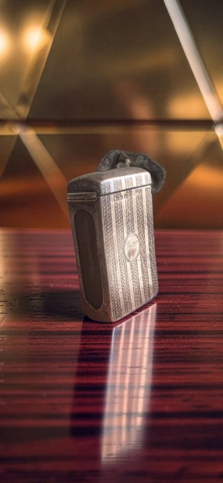 Cerillera Antigua de Plata Vesta Art Déco