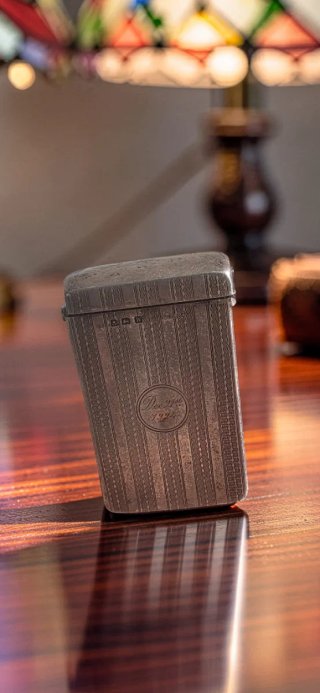 Cerillera Antigua de Plata Vesta Art Déco