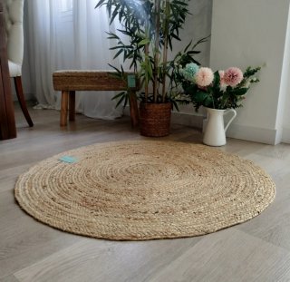 Tappeto rotondo in iuta naturale stile nordico