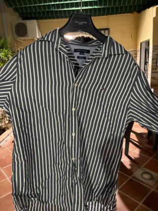 Camisa Tommy Hilfiger Cuadros Azul y Blanco