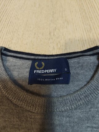 Jersey Fred Perry Lana Merino Gris - Talla S