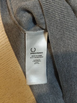 Jersey Fred Perry Lana Merino Gris - Talla S