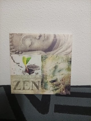2 Cuadros Zen Buda y Planta Pequeños 28x28