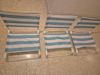 Lote 3 Sillas Playa Rayas Azul/Blanco