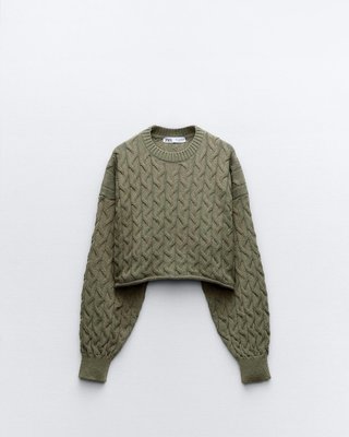 Jersey Zara trenzado talla m verde