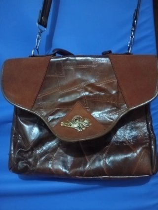 Bolso piel vintage broche floral