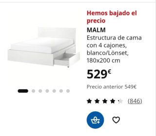 Estructura Cama IKEA MALM 180x200 Blanca