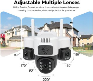 SRIHOME Cámara 3x2MP WiFi Triple Objetivo PTZ