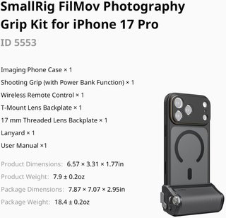 SMALLRIG FilMov Grip Case iPhone 17 Pro 3400mAh
