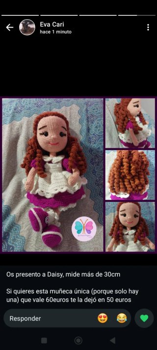 Muñeca Daisy ganchillo hecha a mano