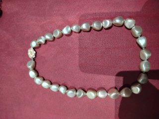 Collar de Perlas Barrocas Grises y Plata