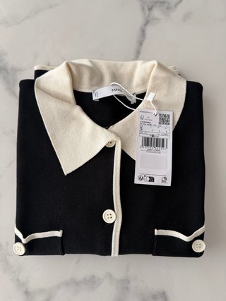 Cárdigan Manga Corta Negro y Blanco