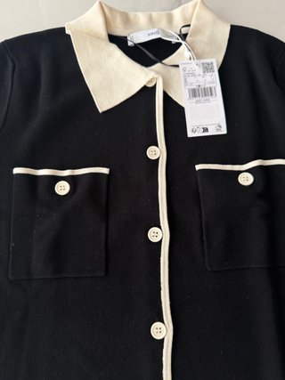 Cárdigan Manga Corta Negro y Blanco