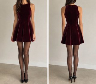 Vestido Zara Terciopelo Burdeos Talla XS