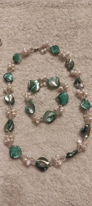 Set gargantilla y pulsera madreperlas perla de rio