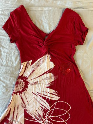 Vestido Rojo Desigual con Estampado Floral