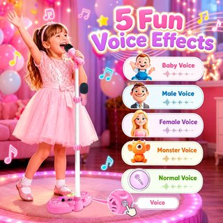 MICRÓFONO KARAOKE INFANTIL CON PIE Y 2 MICRÓFONOS