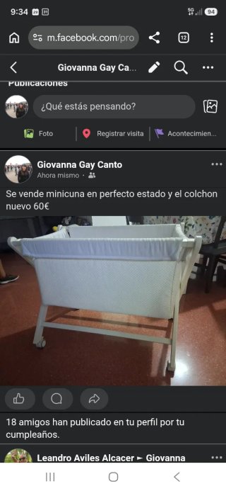 Minicuna blanca con ruedas