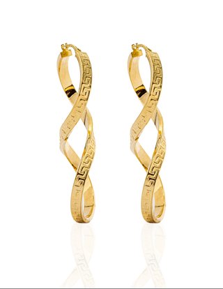 Pendientes Aro en Ocho con Greca Oro 18k 16801