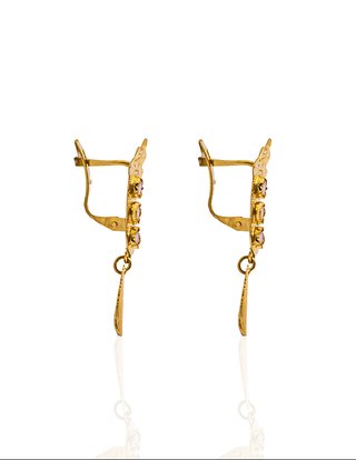 Pendientes Largos Oro con Circonitas Rosas 16799