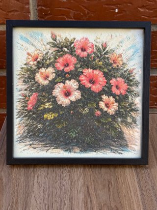 Pintura floral hibisco hecha a mano