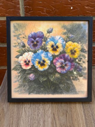 Pintura Flores Pensamientos Hecha a Mano