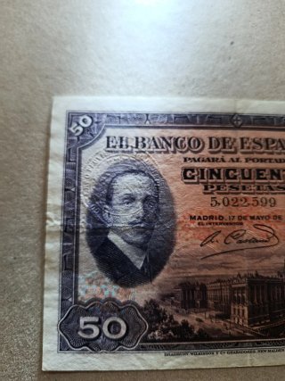 Billete 50 Pesetas 1927 Banco de España