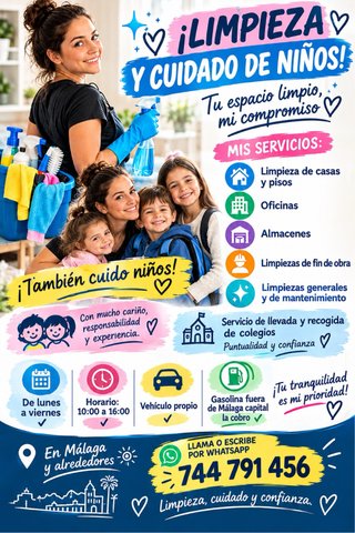 Limpieza a domicilio y niñera