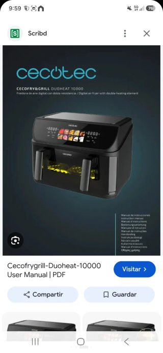 Freidora de Aire Cecotec Cecofry&Grill 10000,