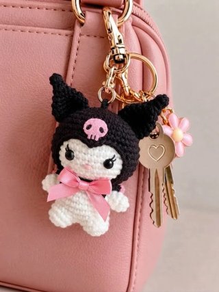 Gato Kuromi Crochet Llavero