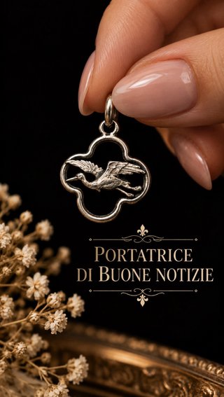Pendente antico anni 20 argento cicogna