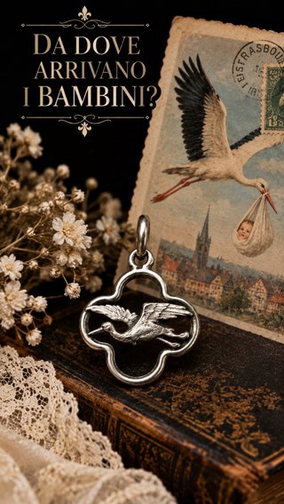 Pendente antico anni 20 argento cicogna