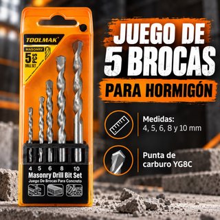 Set de 5 Brocas para Hormigón Toolmak
