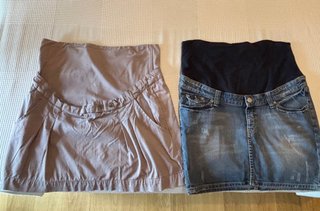 Lote 2 faldas premamá beige y vaquera