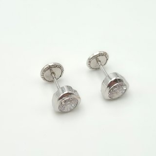 Pendientes Oro blanco 18K, Corazon, rosca, 0,78gr