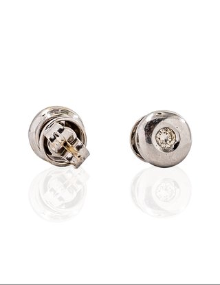 Pendientes Chatón con Diamante en Oro Blanco